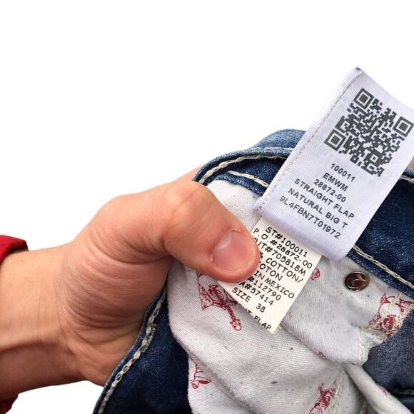 Vintage True Religion Jeans Size 38 STRAIGHT FLAP T Blue - Picture 5 of 12